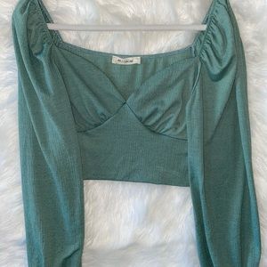 Green ruched bust cropped blouse